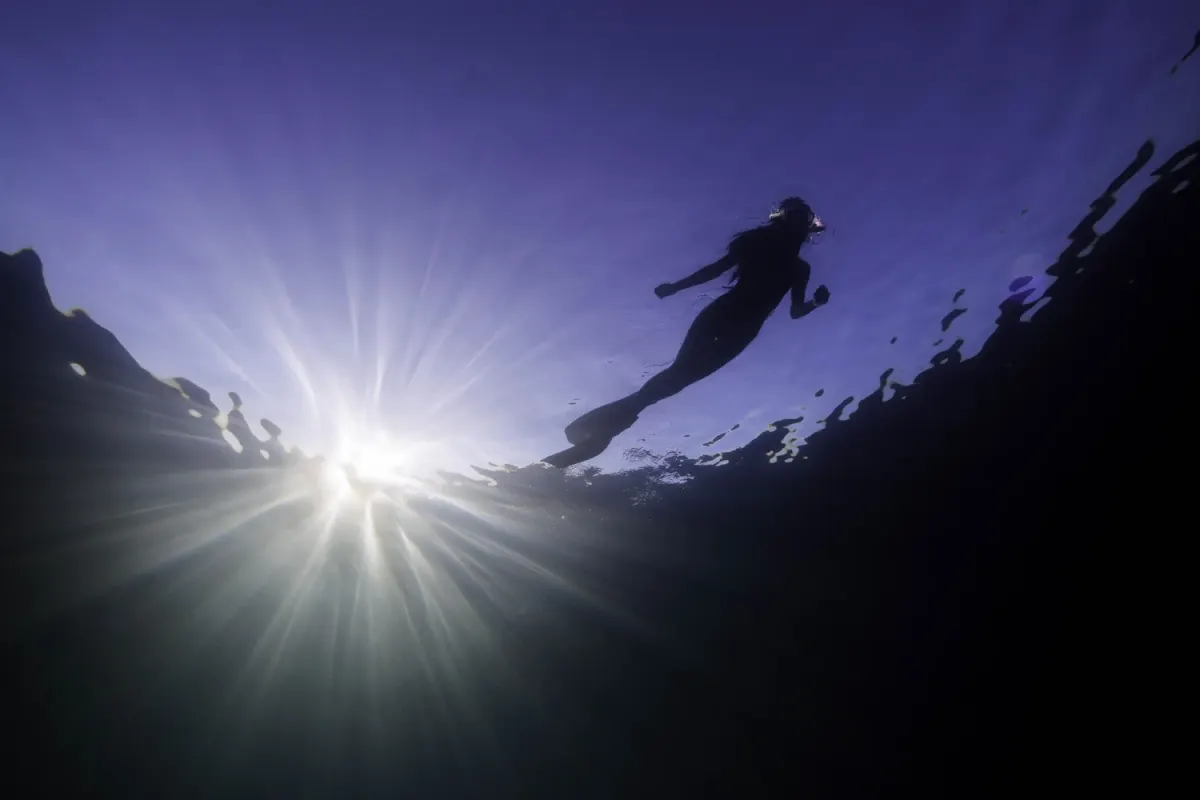 Freedivers and snorkelers during an Orenda ocean adventure near Koh Tao